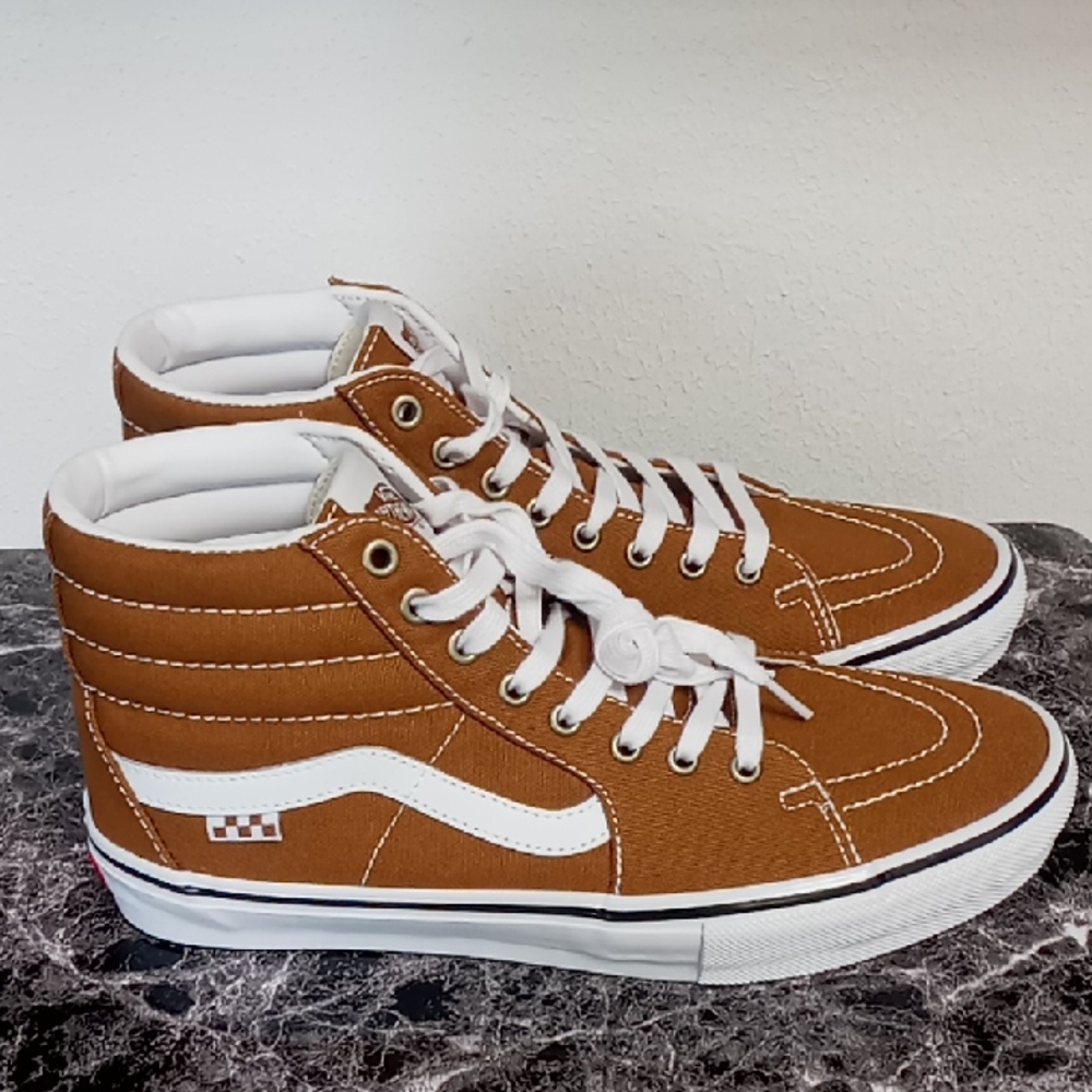 Vans Men's High-Top Sneakers - Brown and White Brand New Size 10.5